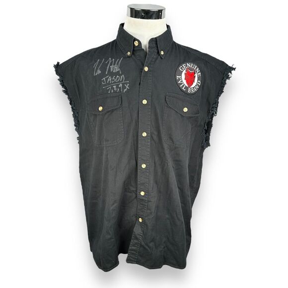 Kane Hodder Jason Voorhees Signed Autographed Evil Brand Shirt Men’s XL Black